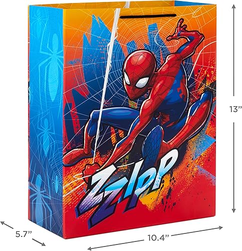 Miniatura 3 de Hallmark Bolsas de regalo de Spider-Man de Marvel (2 bolsas: 1 grande de 13 pulgadas, 1 extra grande de 15 pulgadas) para cumpleaños, Halloween,