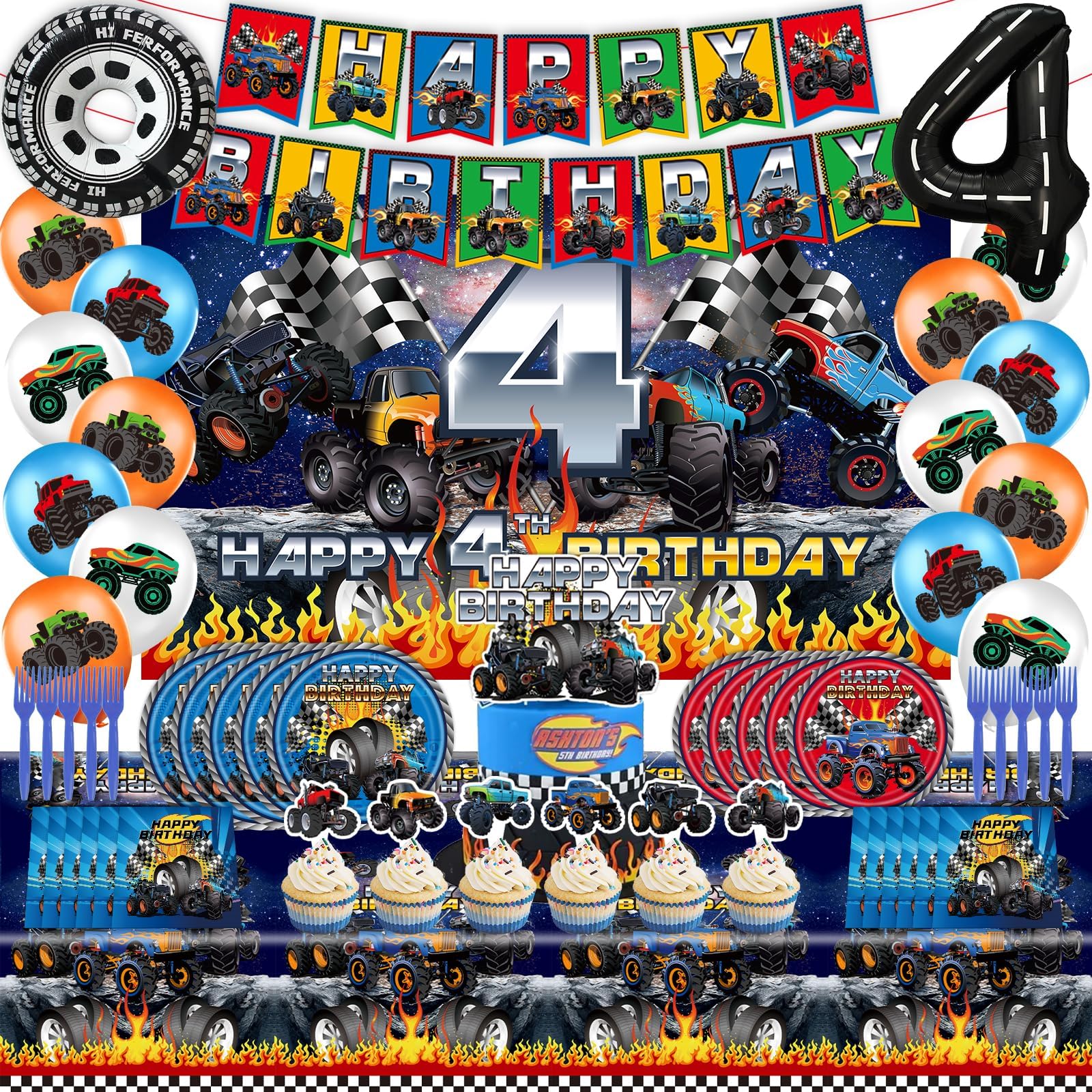 Monster Truck Birthday Party Supplies,Monster Truck 4th — free download