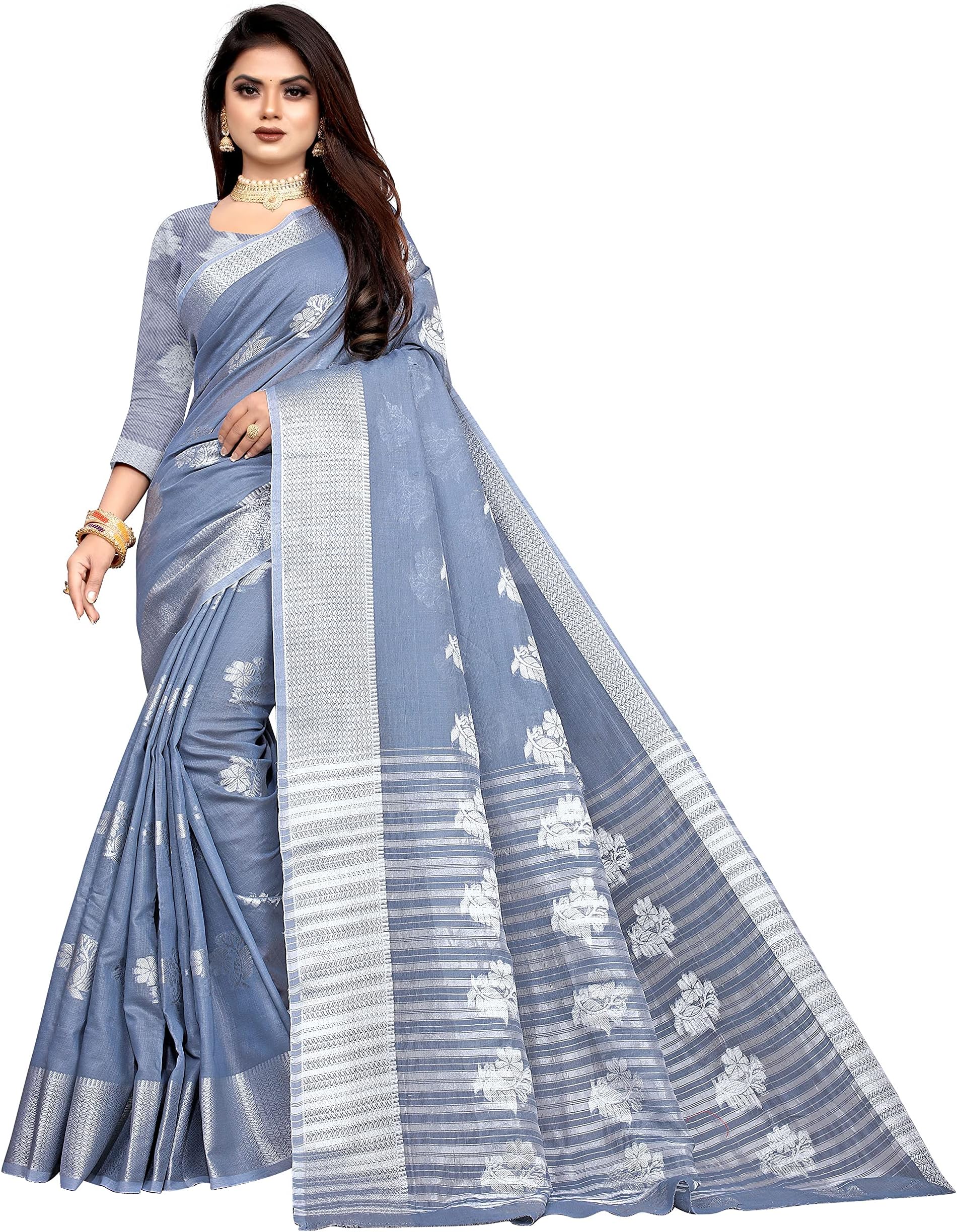 Fashion BoutiqueIndian Women's Banarasi Jacquard Rich Saree Traditional Silk Sari with Unstitched Blouse
