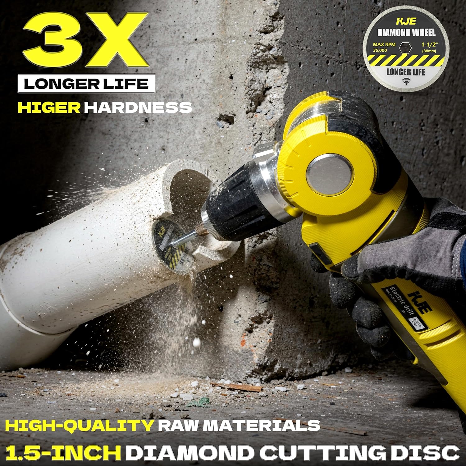 KJE 1-1/2 Cut Off Wheels, 20PCS Fiberglass Reinforced Cutting Discs for Metal, 1PCS High Performance Diamond Wheel for Stone, Ceramics - Rotary Tool Cutting Disc Accessories Include Mandrels