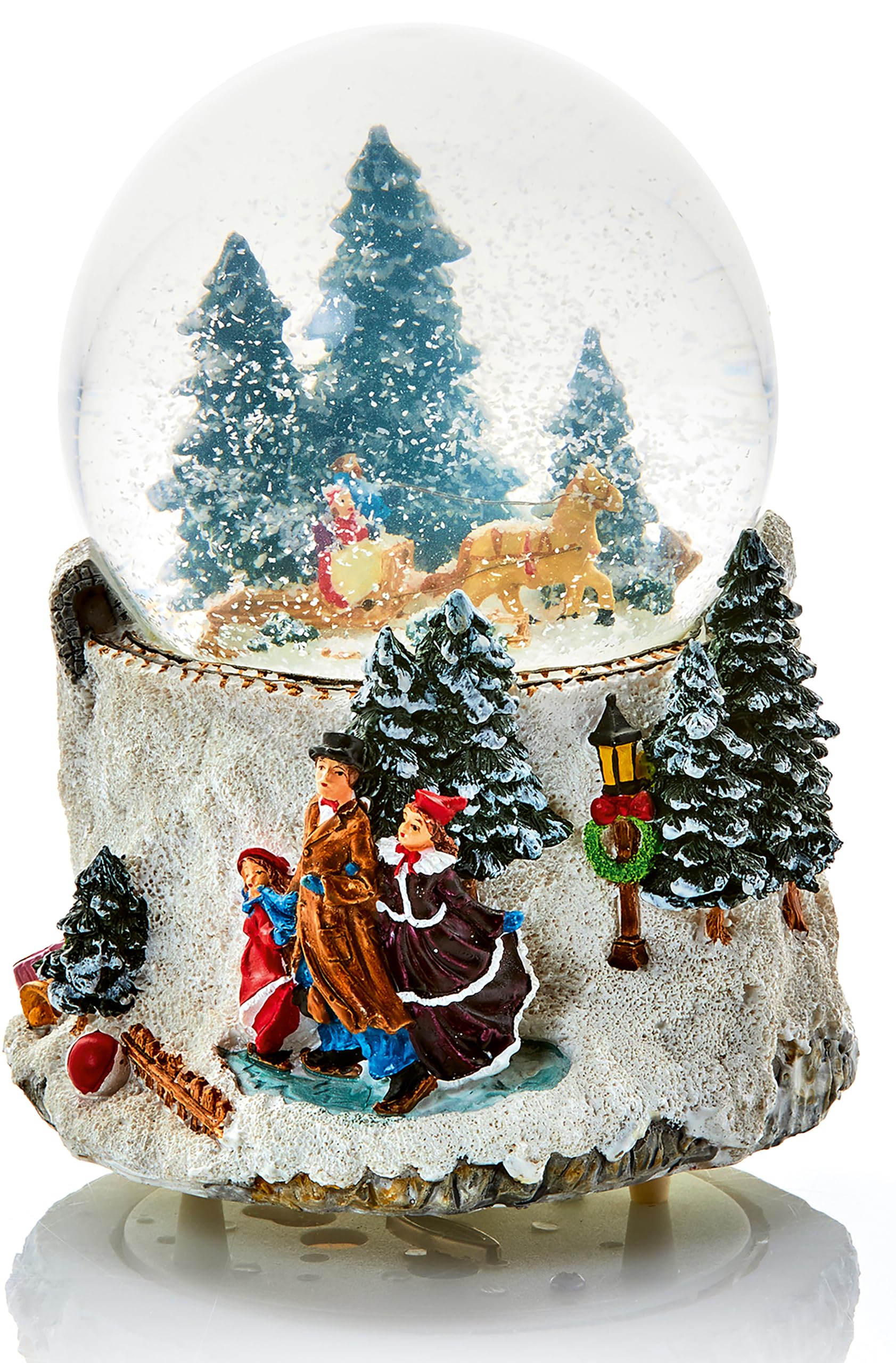 The Good Life Multicolor Premier Musical Snow Globe Water Ball Plays We Wish You A Merry Christmas 16Cm Tall Horse Drawn Carriage