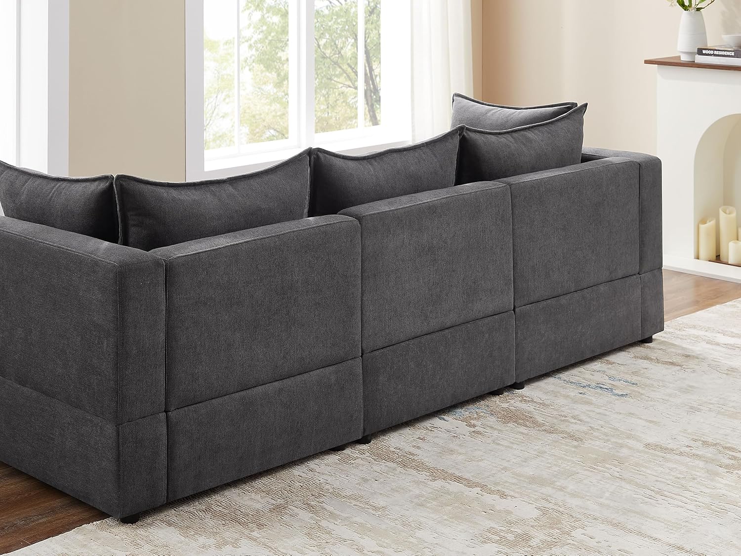 Modular Sectional Sofa, Convertible U Shaped Sofa Couch, Modular Sectionals with Ottomans, 6 Seat Sofa Couch with Chaise for Living Room (Dark Gray, U Shape)