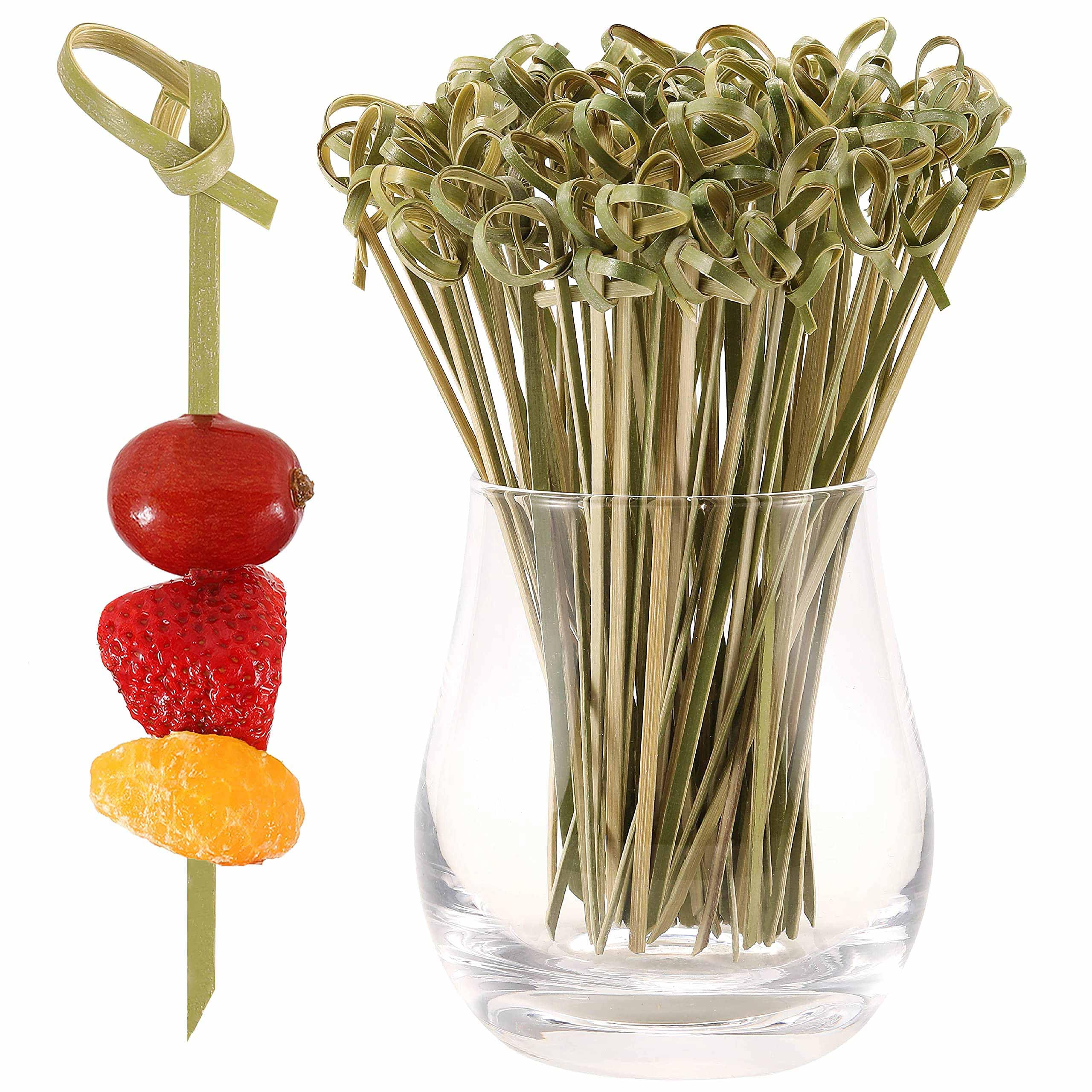 100 Pcs Cocktail Picks, Toothpicks for Appetizers, Natural Bamboo Knot Skewers, Mini Food Sticks, Seafood Sticks Burger Sticks Toothpick Holder, Party Supplies -12 CM