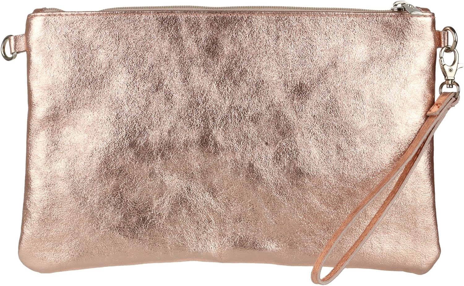 Girly HandBags Womens Italian Snake Skin Metallic Leather Clutch Bag