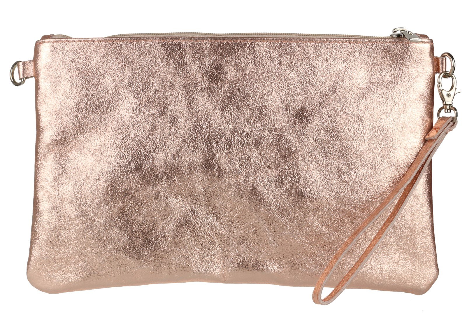 Girly Handbags Womens Genuine Italian Metallic Leather Clutch Bag Purse Wristlet Wallet Cell Phone Bag with Wrist Strap Ladies Handbag