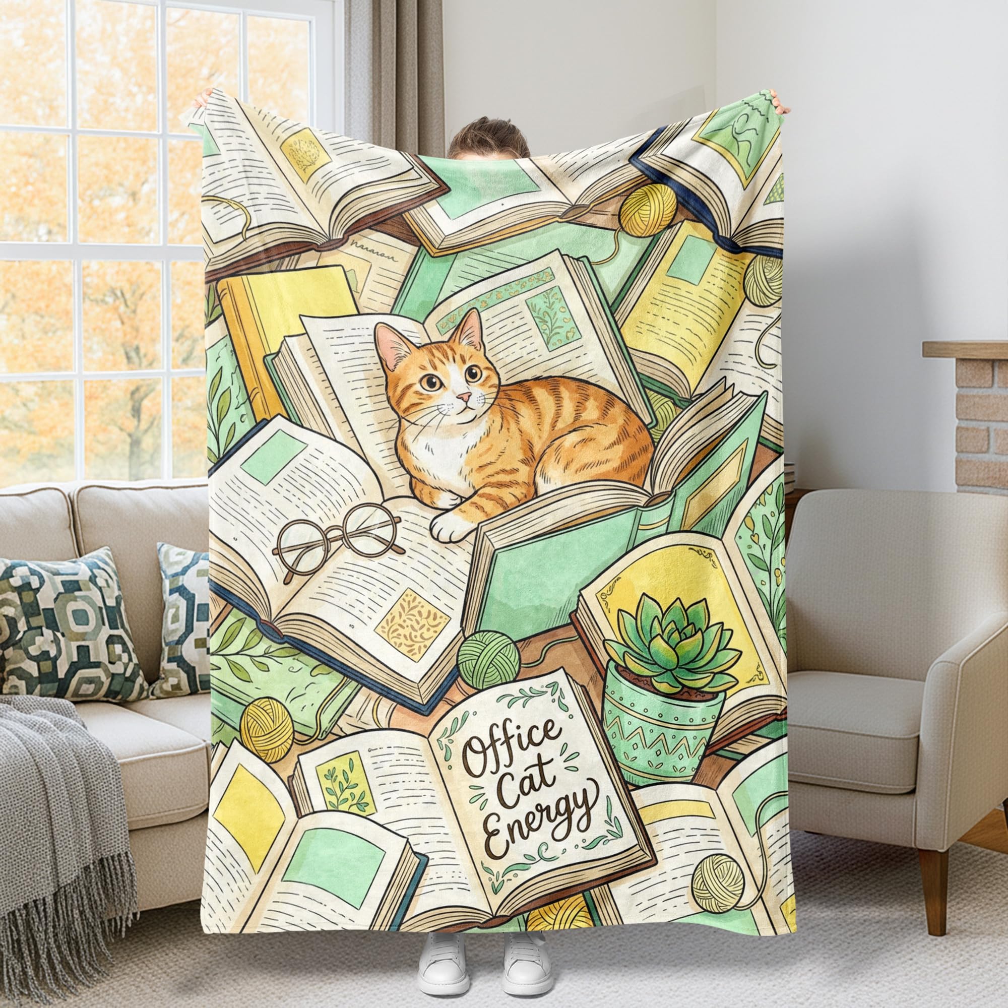 Couverture pour lit et sofa sans vert, plaid motif chat lavable grand format