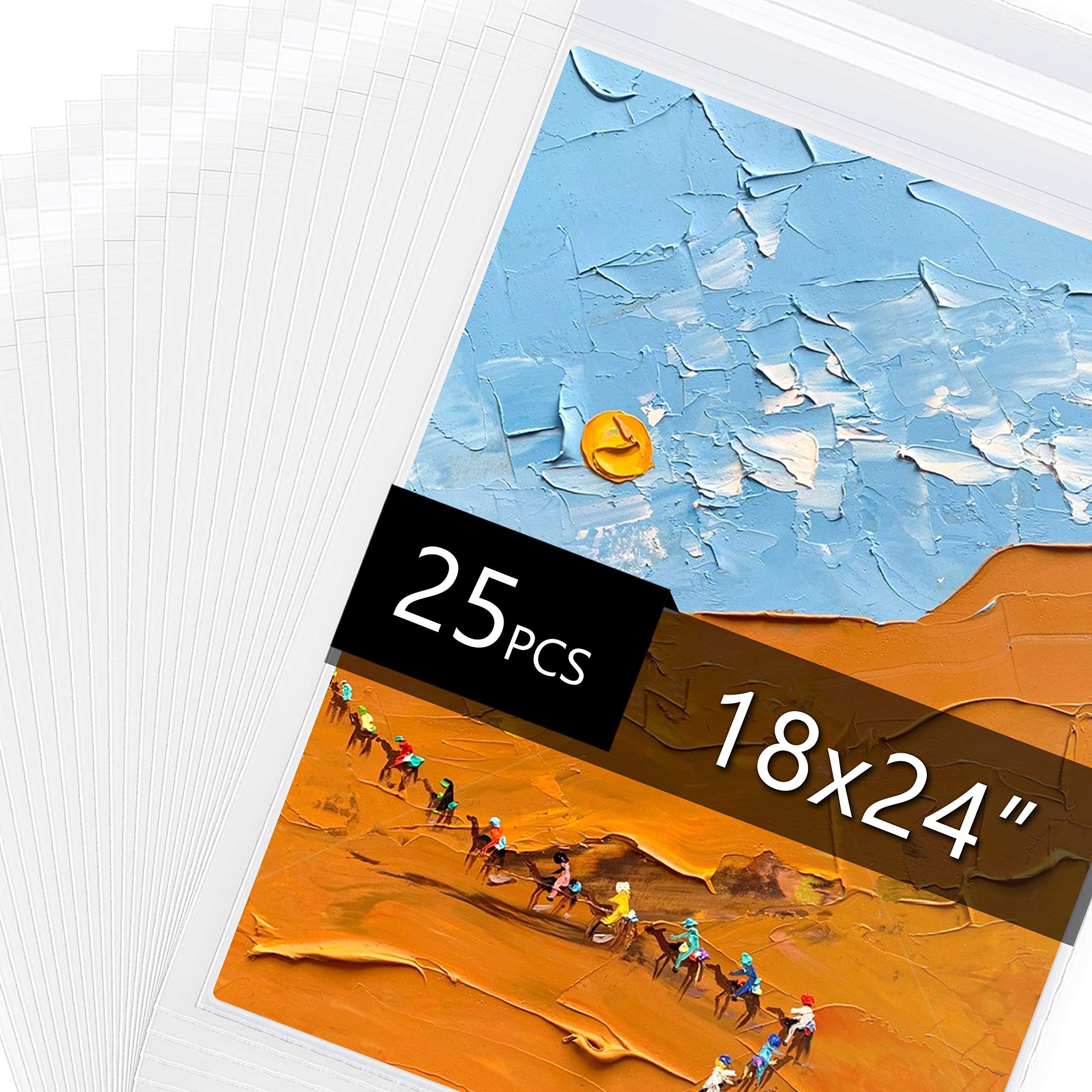 Falling in Art Acid Free 1.496mil (Single Side) Crystal Sealed Clear Bags for 18x24 Art Prints, Photos, 18 1/2 Inches by 24 2/5 Inches, 25-Pack