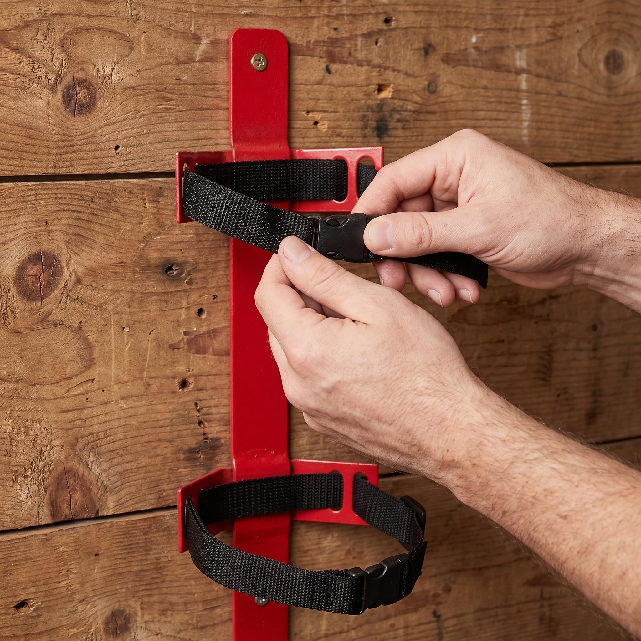 Soporte metálico para extintor: Soporte de pared para extintores de 4 a 9 kg - Resistente con correa de liberación rápida - Ajuste universal para hogar, garaje y almacén
