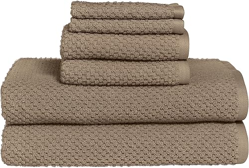 Dwell Studio Wicker Park - Juego de 6 toallas de 100 % algodón ultra suave, 2 toallas de baño, 2 toallas de mano, 2 toallas pequeñas, algodón de