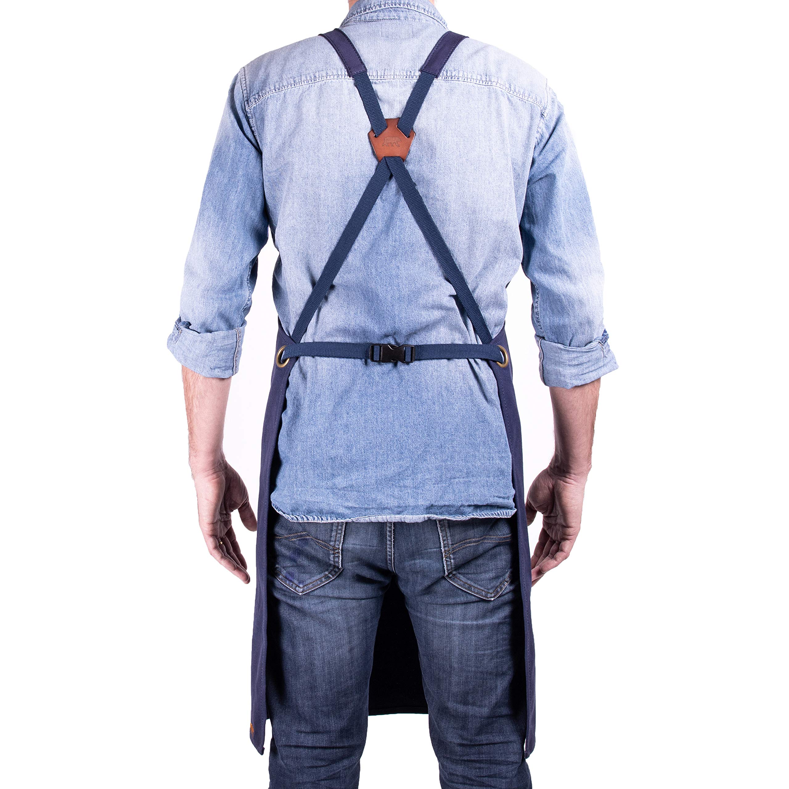 Alaskan MAKER Schürze für Damen und Herren aus beschichtetem Segeltuch, Nr. 515, zum Basteln, Küche, Gartenarbeit und Grillen, mit Kreuzgurten, Universalgröße