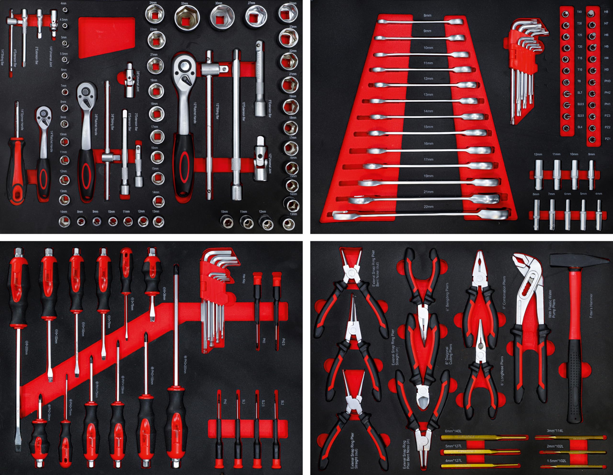 BGS Diy 6055 | Servante d’atelier | 6 tiroirs | 1 porte latérale | avec 158 outils