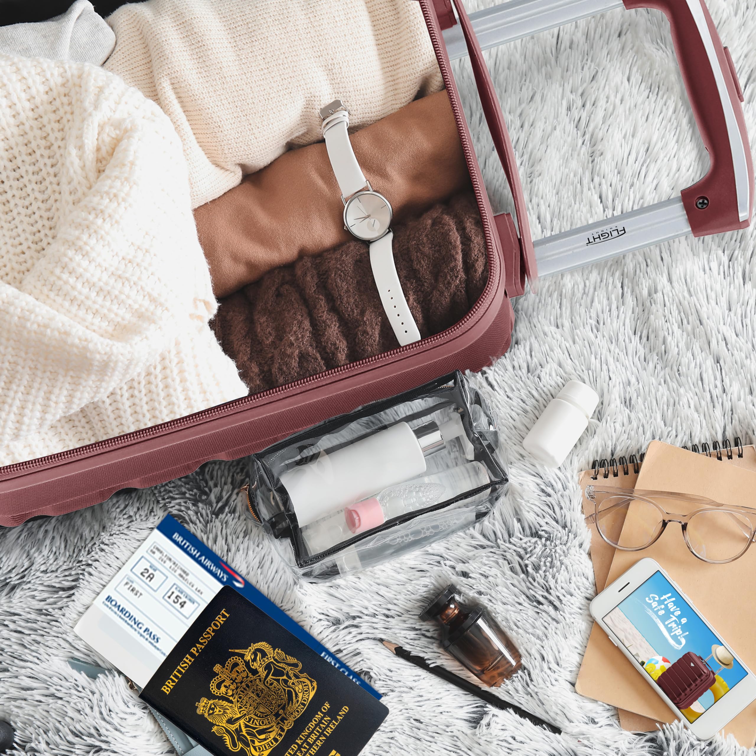 Flight Knight Suitcase Sets 3 Piece, Large Suitcase, Lightweight Extra Large Suitcase, 40x20x25 Ryanair Underseat Cabin Bag, Carry On Suitcase,Hand Luggage, for Over 100 Airlines,EasyJet, Jet2