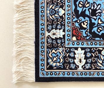 2-Pack Oriental Rug Mouse Pads Mini Carpet Style Mousepads with Fringe, Non-Slip Rubber Base, Aesthetic Desk Accessories for Office & Home | Inusitus