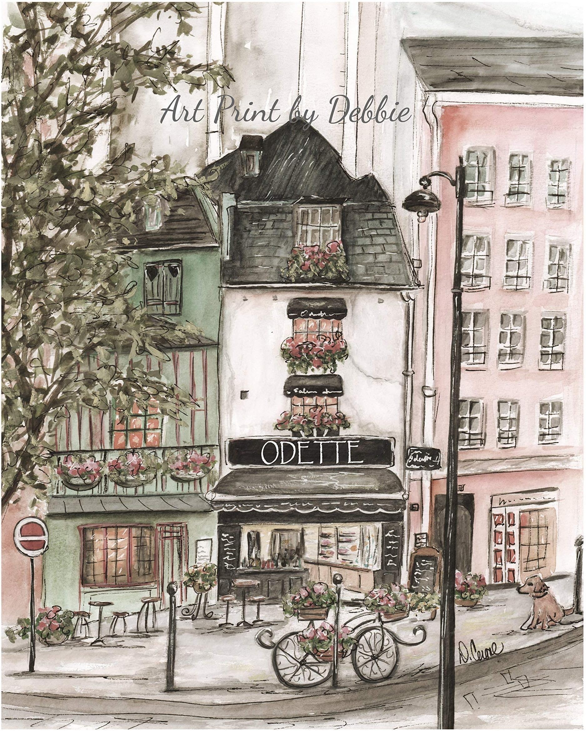 Odette Paris Nursery Print, French Patisserie, Vintage Wall Art, Paris Travel Wall Art, French Country Kitchen Decor, Baby Name Decor For Nursery