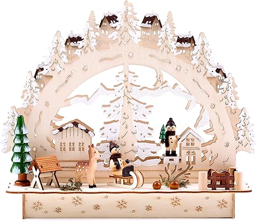 BRUBAKER Arco de luz LED de Navidad - Aldea de Invierno - 11.8 x 3.5 x 9.8 pulgadas