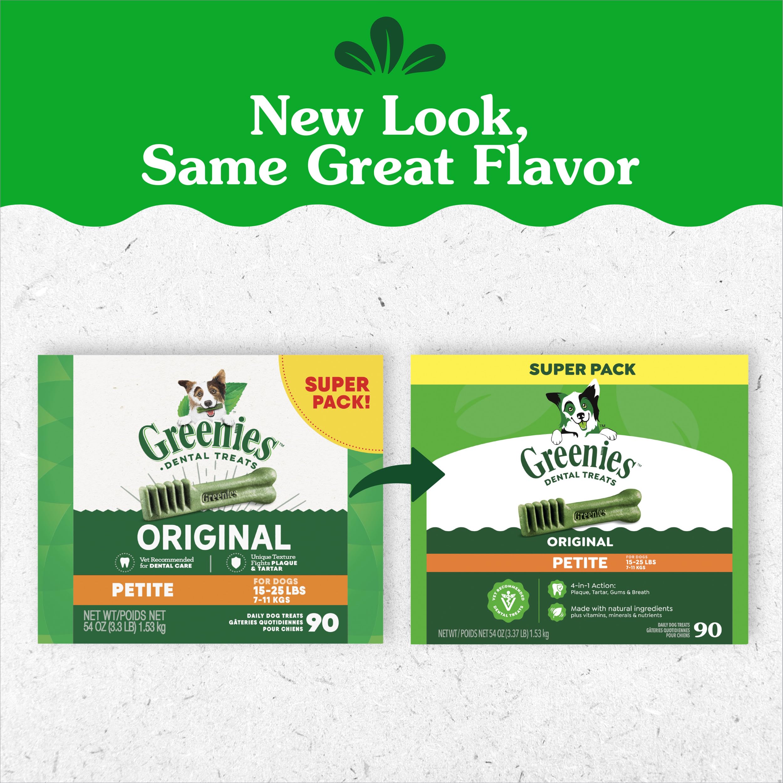 Greenies Veterinarian-Recommended Adult Natural Dental Dog Treats Petite Size, Dog Dental Chews, Original Flavor, 54 oz. Pack, 90 Count - image 2