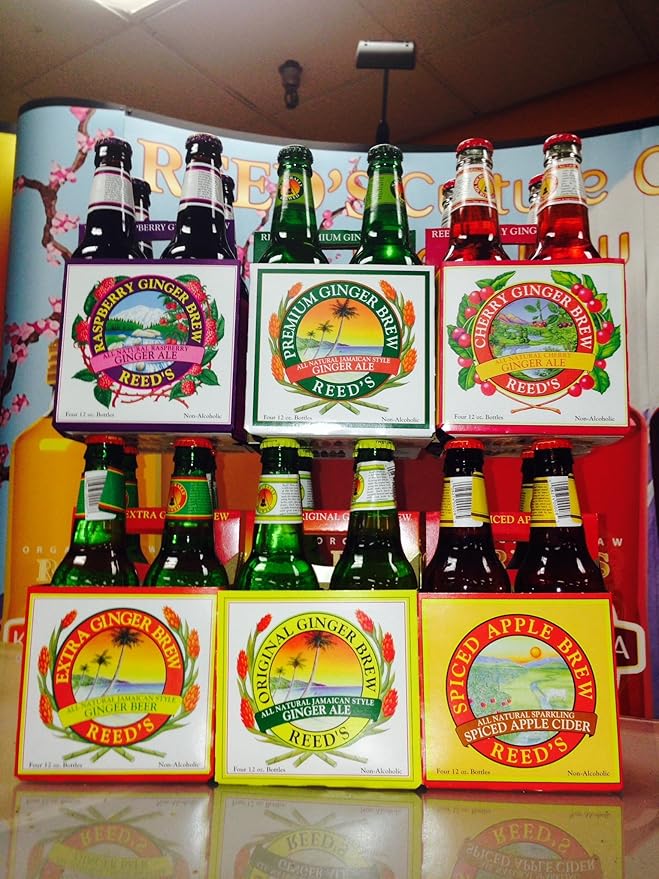 Reeds Ginger Brew Sampler Case Six 4 Packs Extra Ginger Brew, Original Ginger