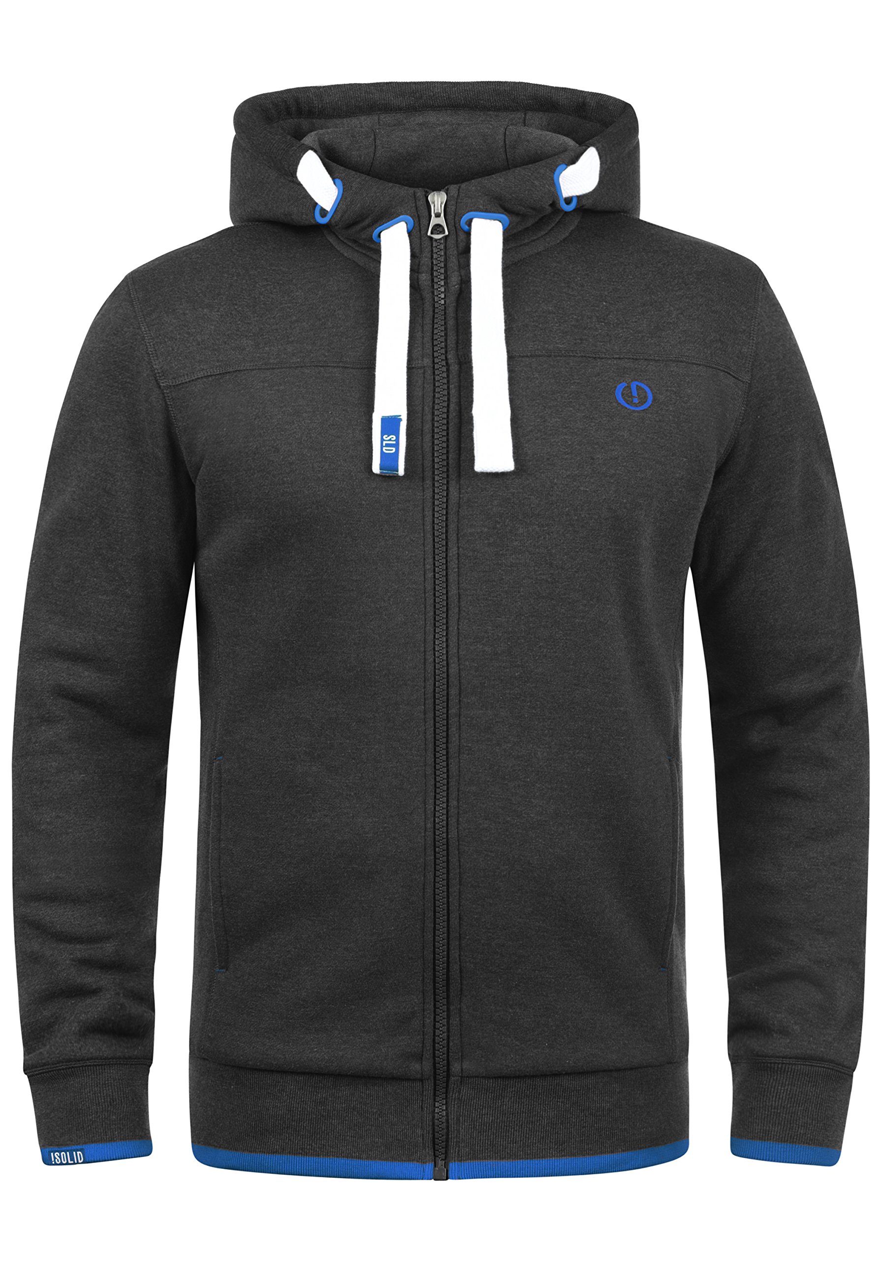 Solid BenjaminZip Men's Zip Up Hoodie Sweat Hooded Jacket with Hood with Fleece Lining with Zipper, Size:M, Colour:Dark Grey Melange (8999)