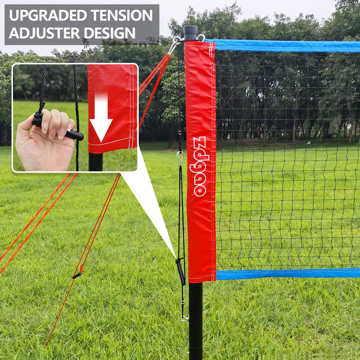 Zdgao Set da badminton per cortile con rete, rete da badminton portatile da esterno con sistema di verricello, 4 racchette da badmitton, 3 volani in nylon, linea di confine e borsa da trasporto