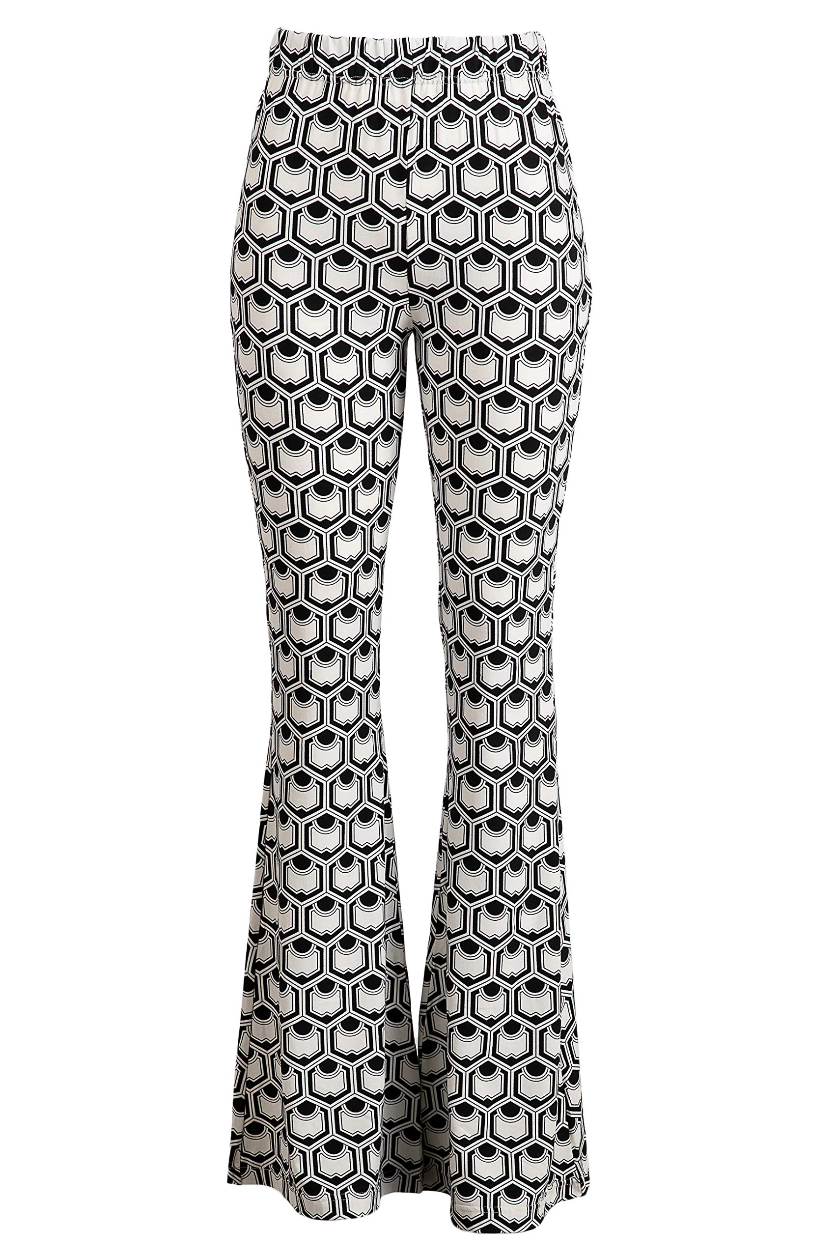 FASHIONOMICS Women's USA Fashion Boho Print & Solid Comfy Stretchy Bell Bottom Flare Palazzo Pants