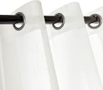 Sheer Curtains Faux Linen Semi Voile Light Filtering Drapes Pair for Bedroom Living Room, Set of 2 Grommet Top Window Curtain Panels (Each 54 x 95 Inch, Off White)