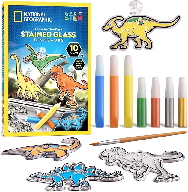 NATIONAL GEOGRAPHIC Kids Stained Glass Kit - Kids Arts & Crafts Activities, Window Sun Catchers, Kid Crafts Ages 4-8, Window Art, Suncatchers