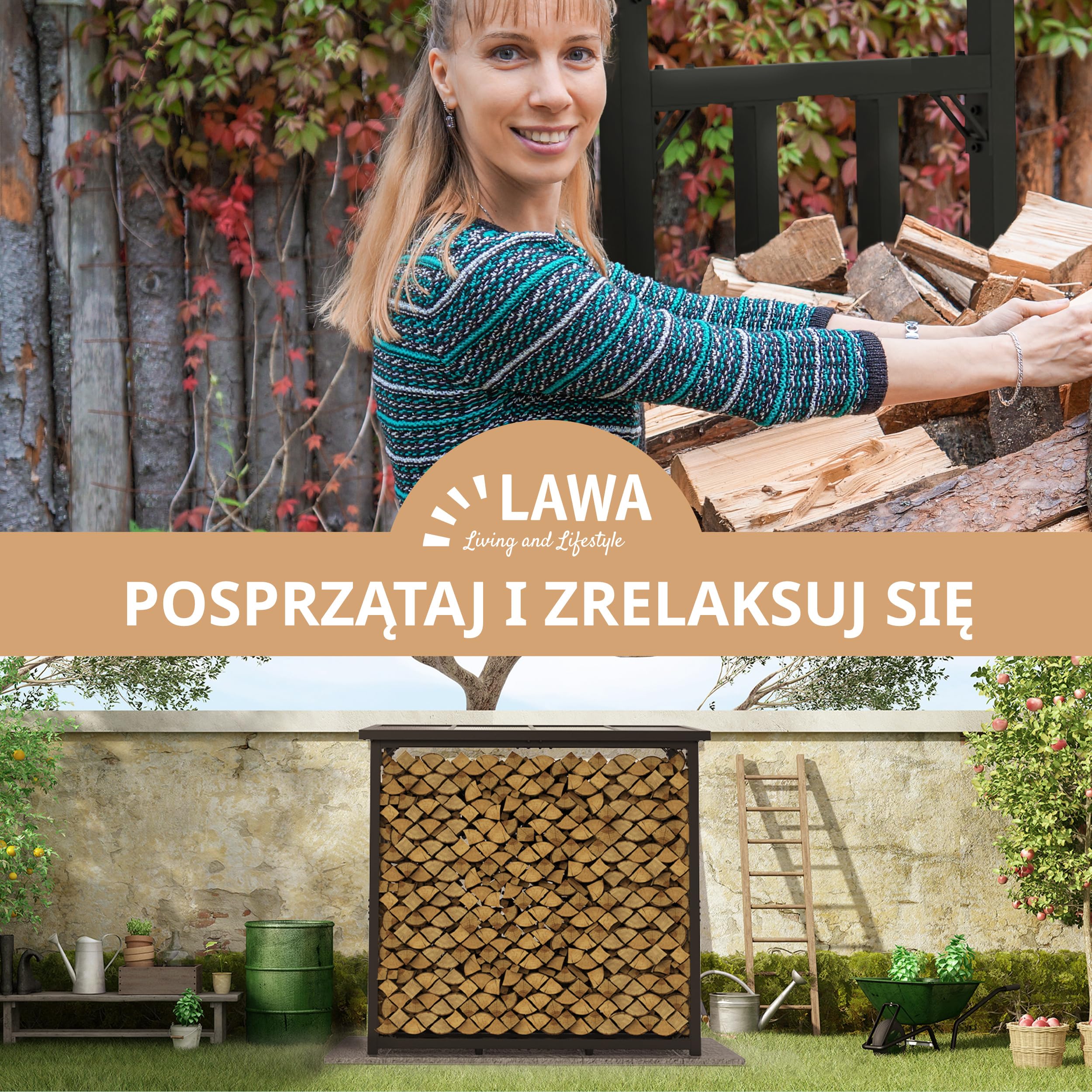 Regał na drewno opałowe zewnętrzny z dachem, ocynkowany, 188 x 70 x 188 cm 45 kg, stojak do układania w stos, nośność 3 t regał na drewno kominkowe metal z pokrywą czarny