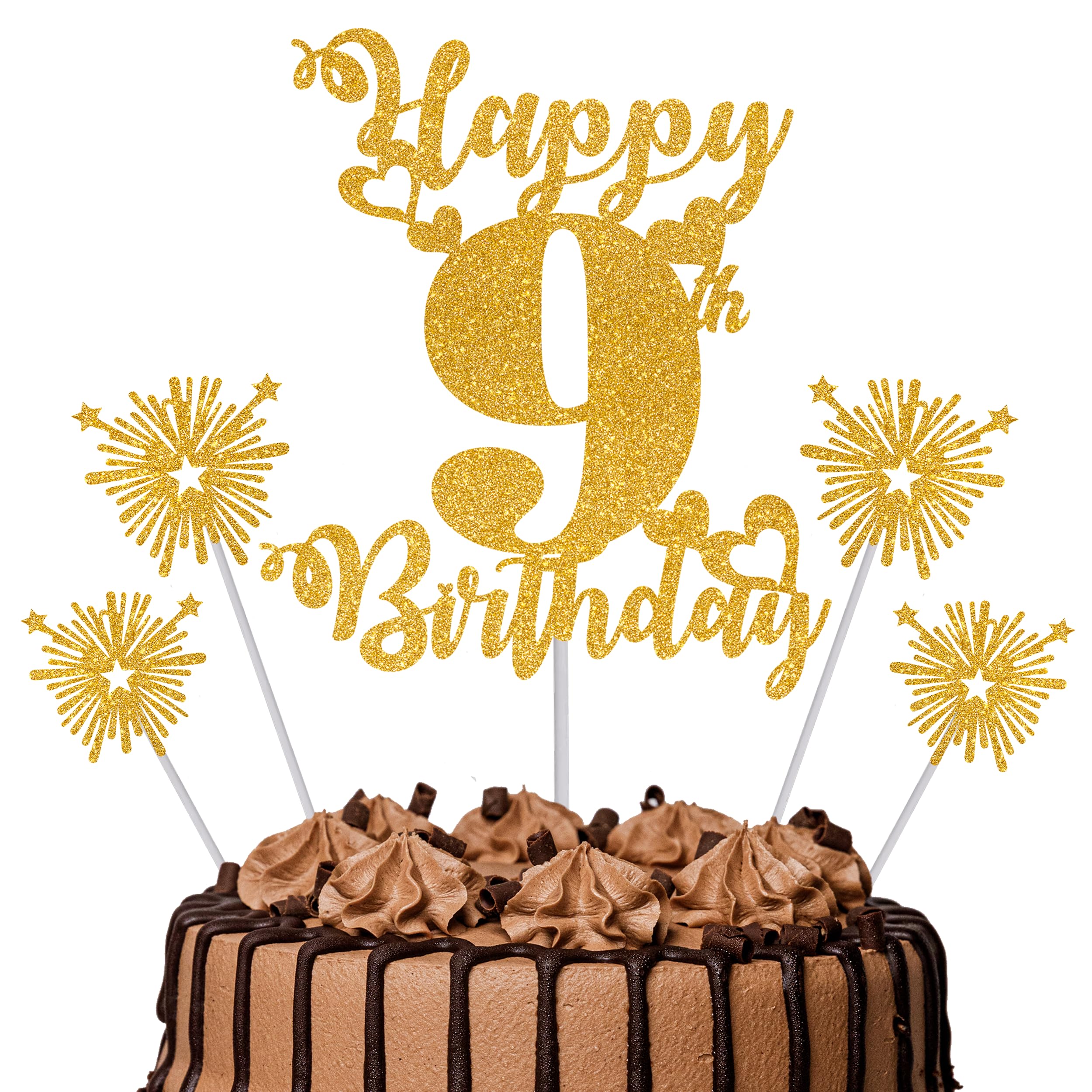 Gold Glitter 96th Birthday Cake Topper Set – 5 Piece Premium Glitter Birthday Decoration & Party Supplies for Men, Women & Kids – 96th Birthday — view 84