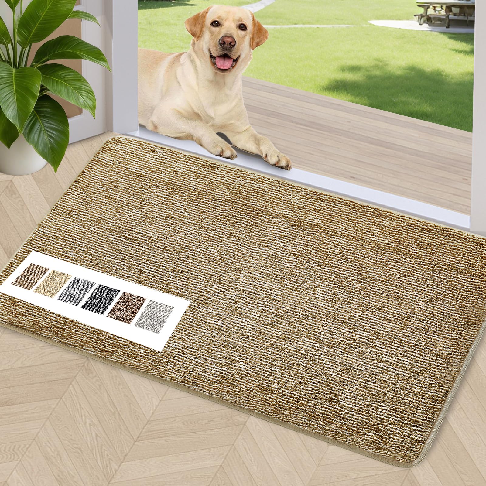 60cm x 90cm , Coffee) - Indoor Doormat Front Door Mat Non Slip