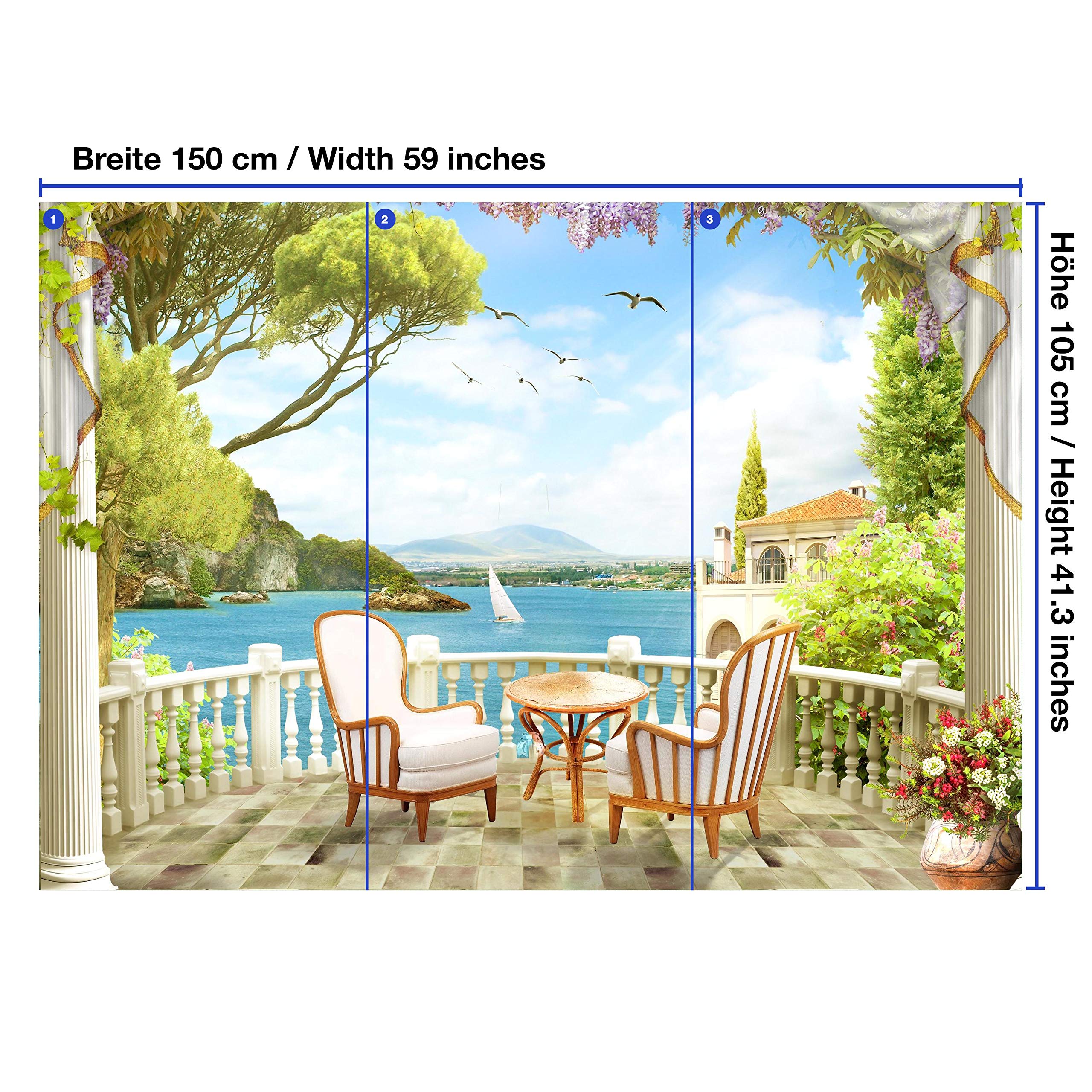 Wandmotiv24 Photo Murale Plage De Balcon De Vacances XL 350 X
