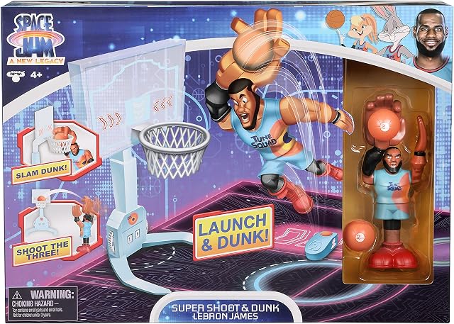 Space Jam 2: A New Legacy Official Collectable Dunks Playset: Including 2 Inch LeBron James Action Figure, Basketballs, Hook, Scoreboards, Launcher and Stickers