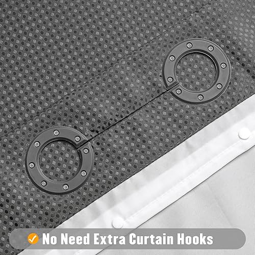 Miniatura 3 de MitoVilla Juego de cortinas de ducha de punto gofre gris que no necesitan ganchos, cortina de ducha moderna de tela resistente con forro a presión