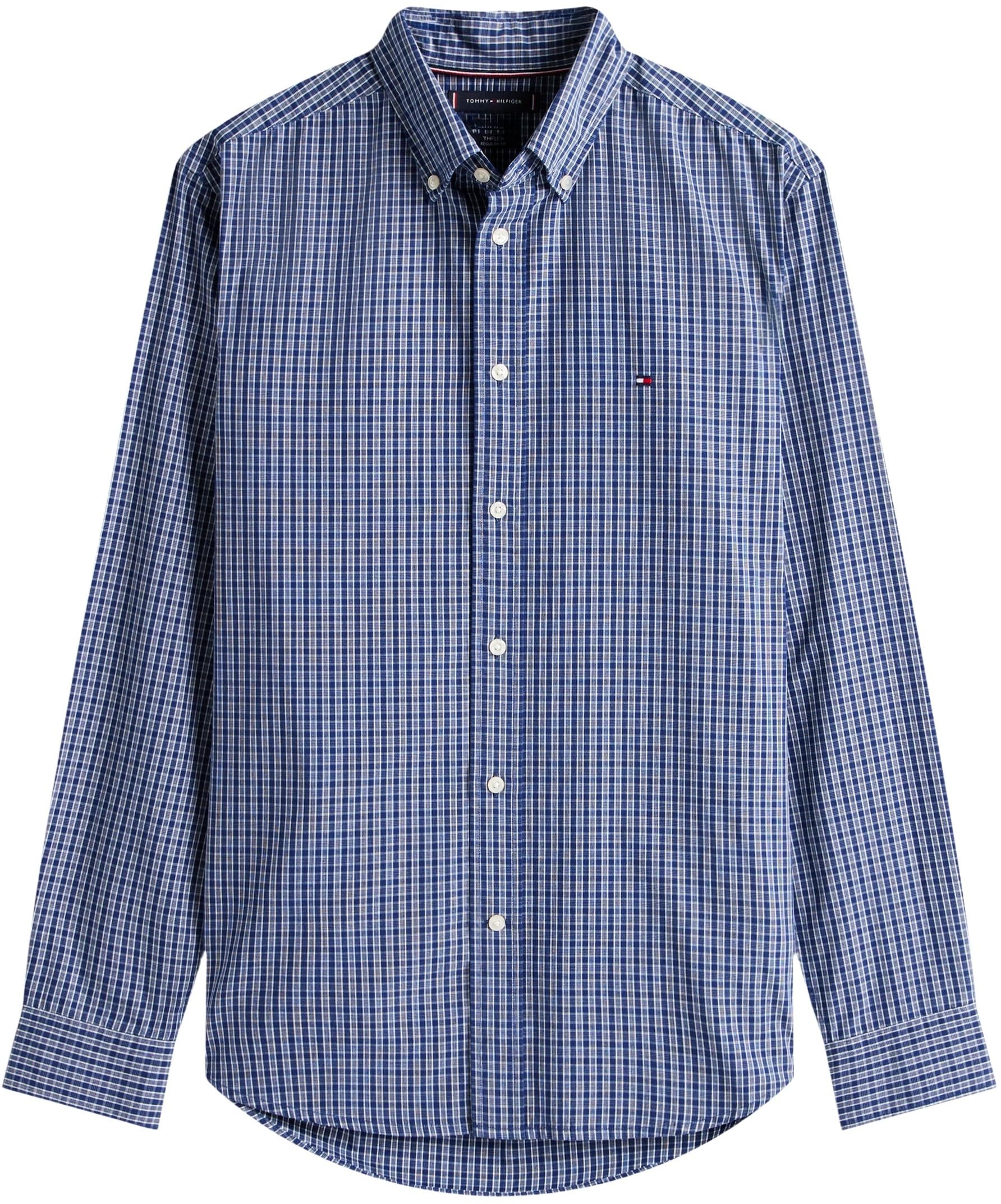 Tommy Hilfiger Uomo Camicia Flex Poplin Mini Tartan Shirt con Colletto a Punta