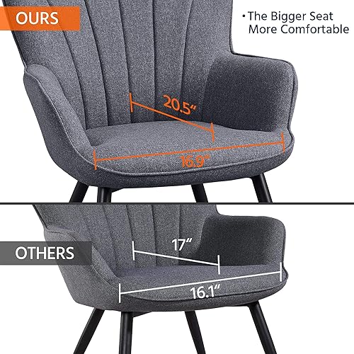 Miniatura 6 de Yaheetech Silla de comedor, 2 piezas, reposabrazos de tela, sillas de restaurante, sillas de recepción de hotel, silla de ocio, sofá, silla lateral,