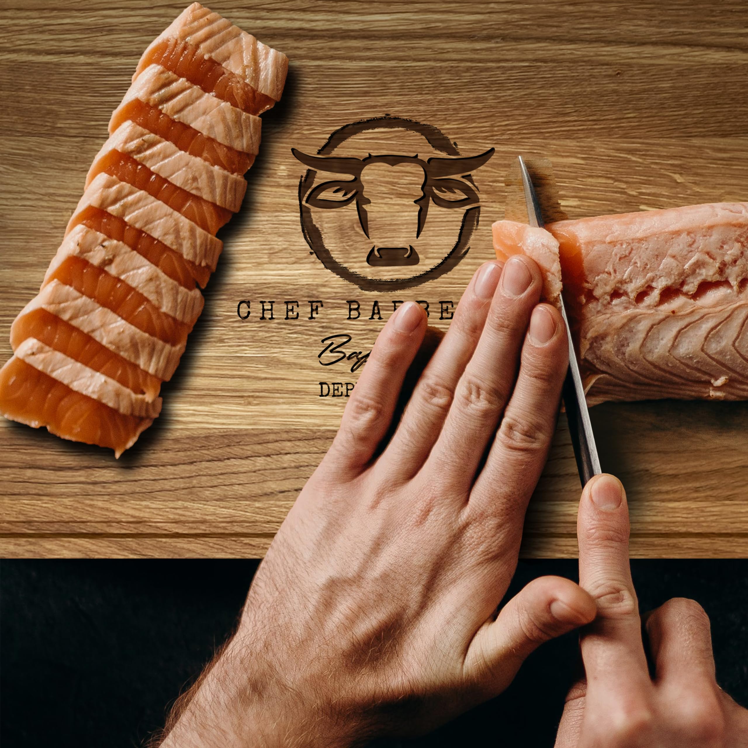 LOOXIS planche à découper personnalisée avec nom - chêne, planche à steak, planche à servir, planche à charcuterie (idée cadeau pour emménagement, anniversaire, fête des pères) - Motif 6