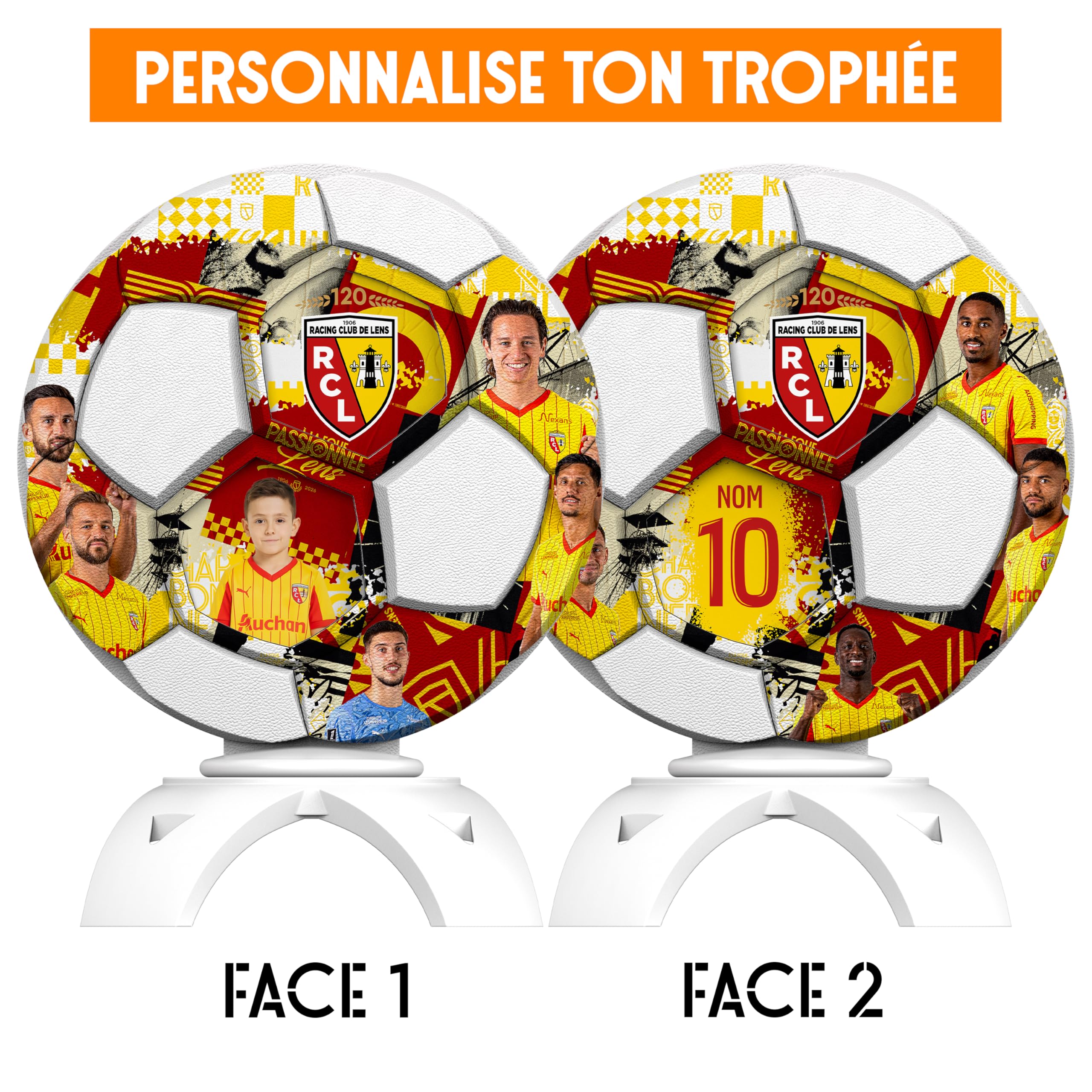 Trophée Collector RC Lens Officiel – Personnalisable avec Photo, Nom & Numéro | Objet de Collection Supporter, Cadeau Unique Made in France