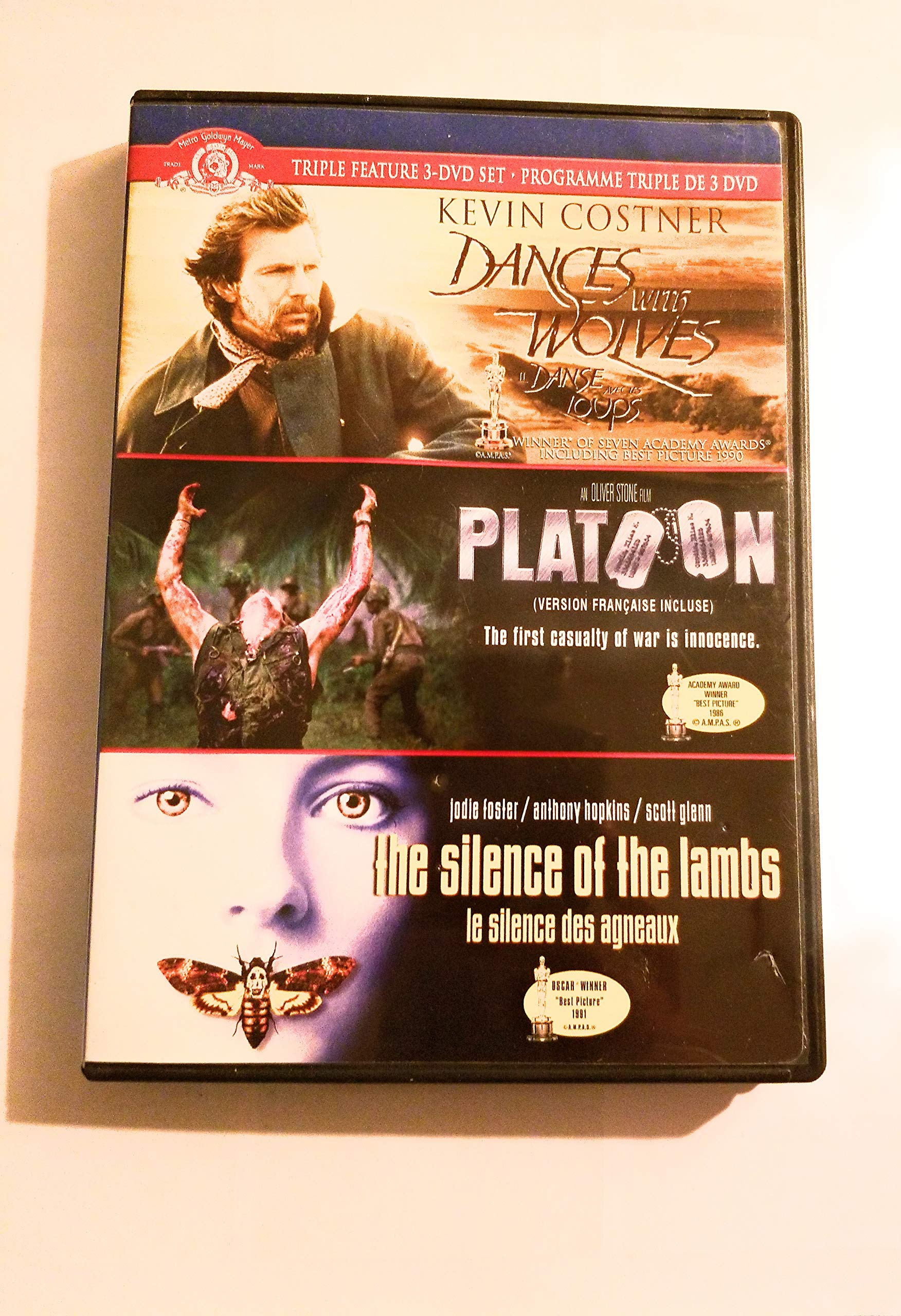 Triple feature 3 DVD SET Dances with Wolves platoon the silence of the lambs bilinguals [DVD]