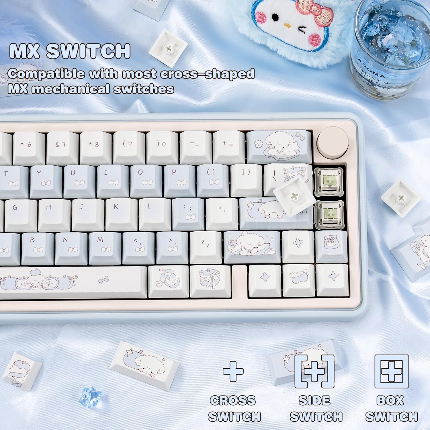 PBT Keycaps Blue Puppy Fruit Cute Cherry Key Cap MX Switch