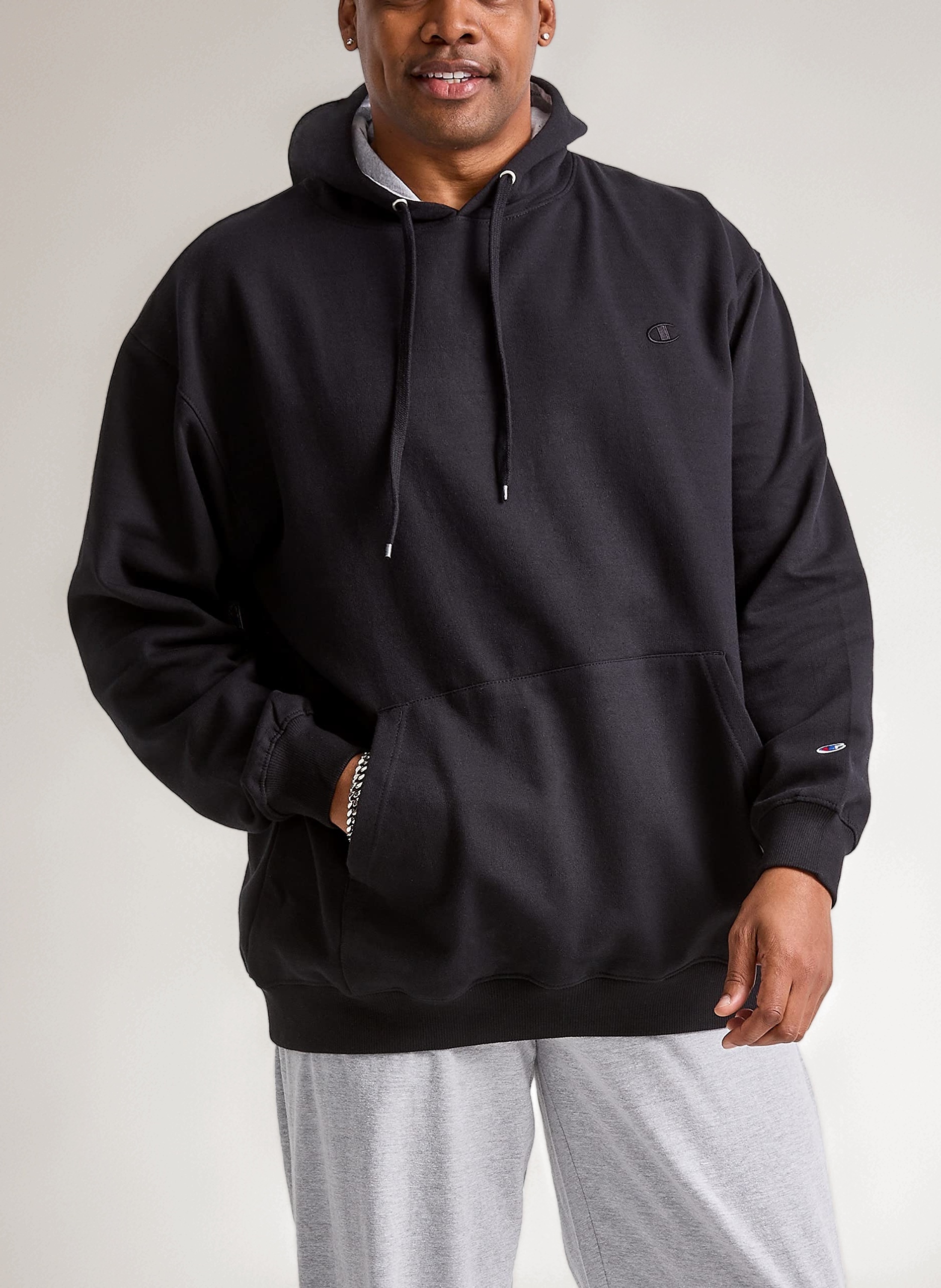 Champion Men's Pullover Fleece Hoodie, Standard Fit, Midweight, C Logo, Available in Regular and Big & Tall