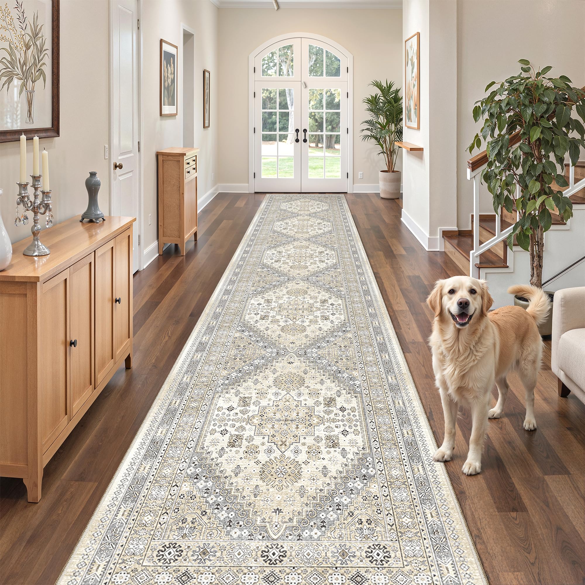 zesthome Washable Runner Rug 2.5x14 - Stain Resistant Entryway Rug,Ultra-Thin Kitchen Rugs, Anti Slip Backing Runner Rugs for Entrance Laundry Room Indoor Hallway (Beige,2.5'x14') — image 1