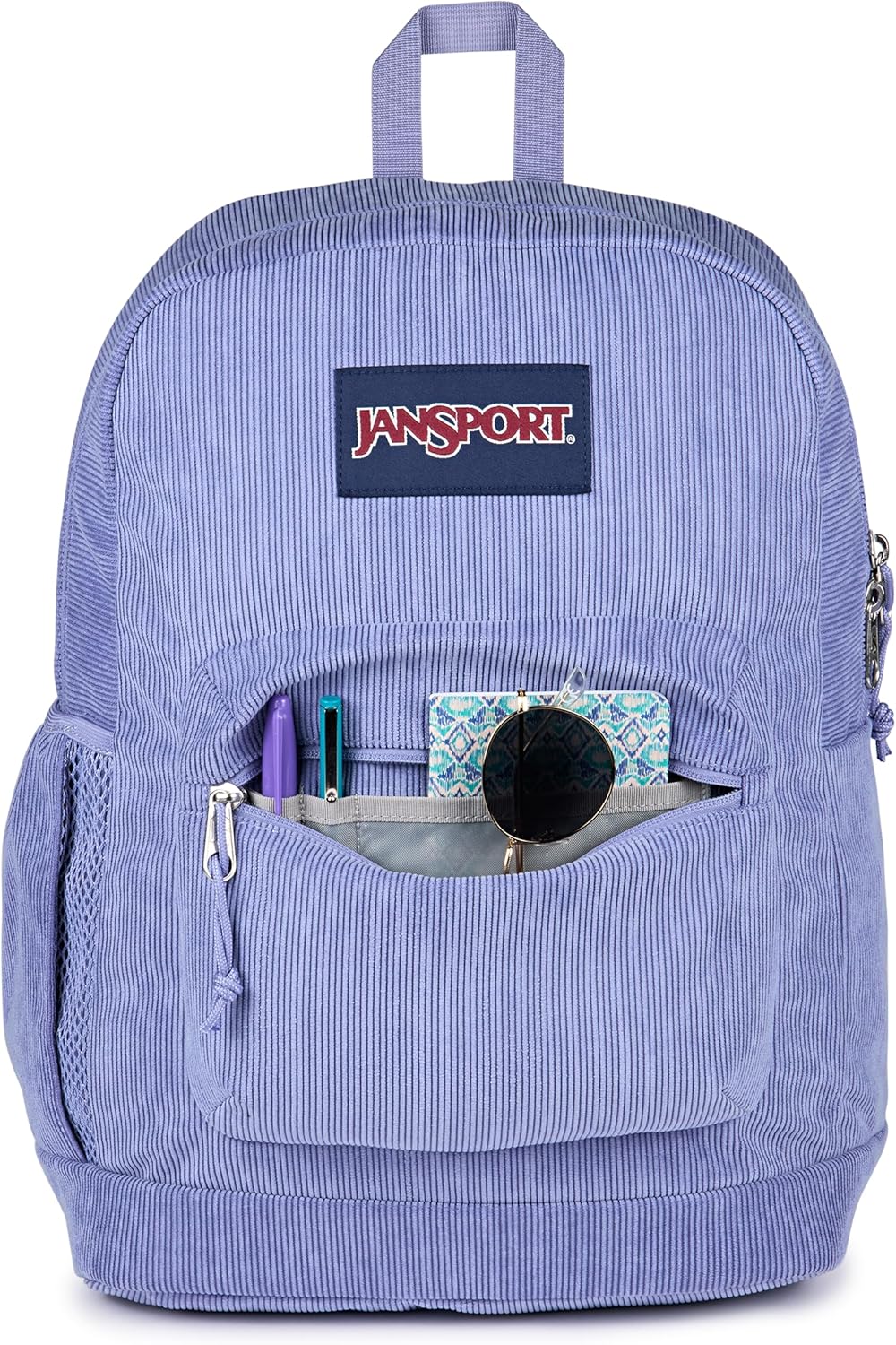 JanSport Cross Town Plus Remix Backpack - Padded Back Panel, Laptop Sleeve, and Front Pocket Organizer - Lavender Ash Corduroy