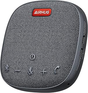 AIRHUG Bluetooth Speakerphone,Conference Speaker with Microphone,6 metes HD Voice Pick Up,Advanced Noise Reduction Algorithm,USB-C Plug & Play,Compatible with Zoom,MS Team,Skype