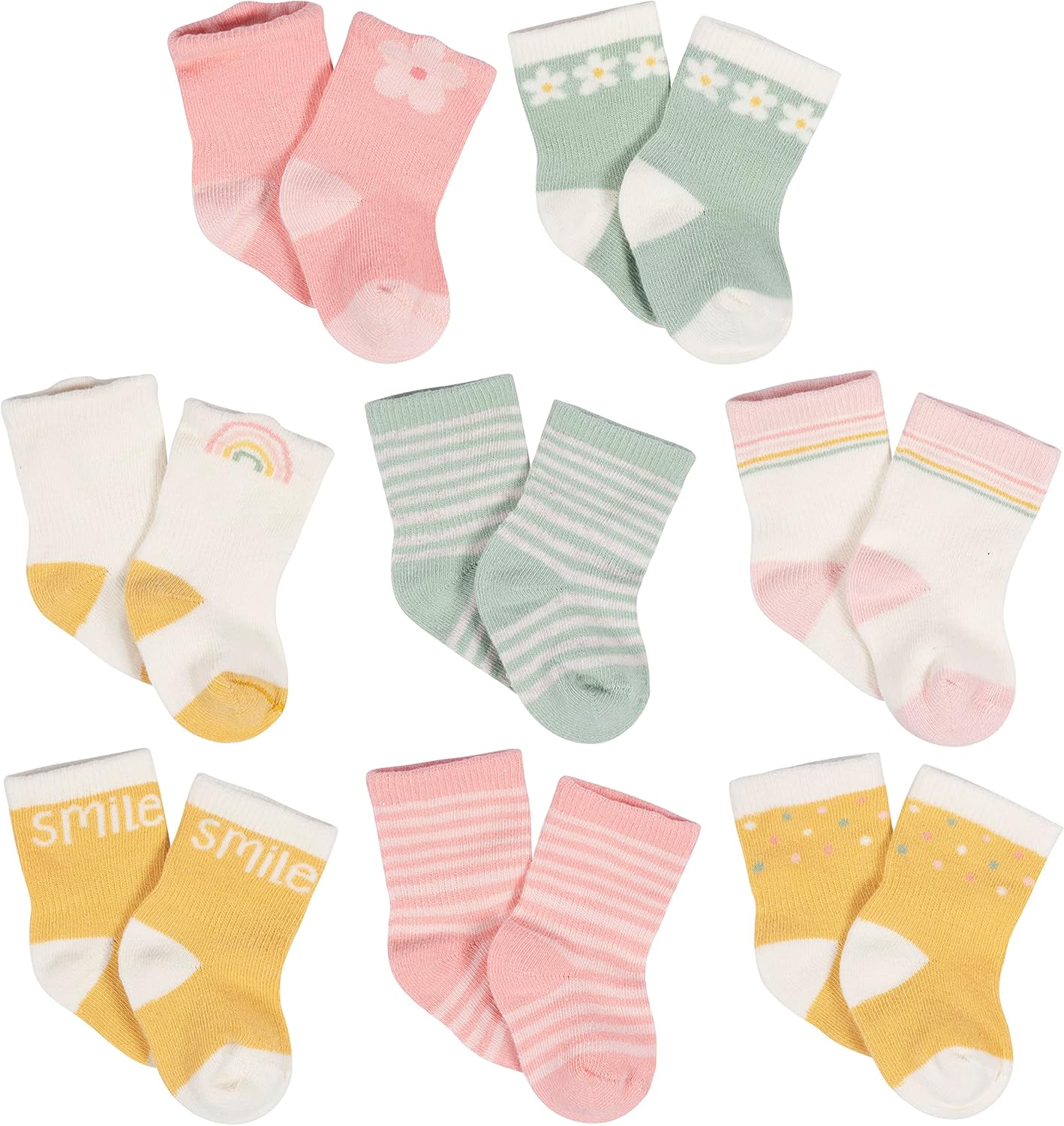 Gerber Unisex Baby 8-pair Wiggle-proof Sock OEKO-TEX STANDARD 100