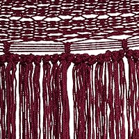 Vista 5 de NOVICA Hamaca Maya de Algodón Borgoña 1001 Summer Nights de México 'Cascade in Wine