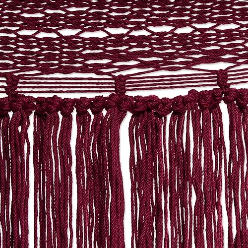 Miniatura 5 de NOVICA Hamaca Maya de Algodón Borgoña 1001 Summer Nights de México 'Cascade in Wine'