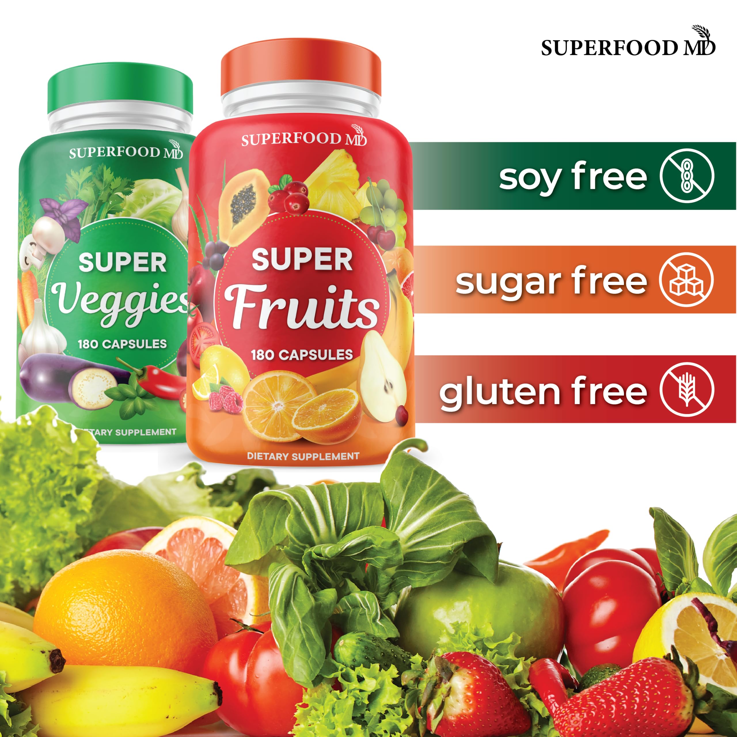 Superfood Fruit and Veggie Supplement - 360 Whole Super Fruit and Vegetable Supplements & Vitamin with Beta-Carotene, Soy Free- 180 Count (Pack of 2) — Amazon image 4