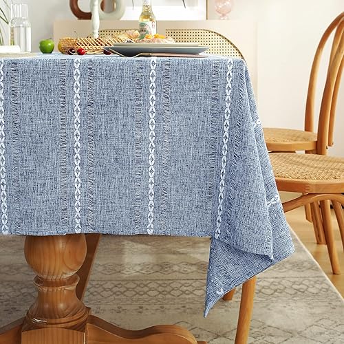 Miniatura 7 de Chassic - Manteles de lino estilo granja de 54 x 72 pulgadas, manteles de comedor lavables resistentes a las arrugas para mesas rectangulares