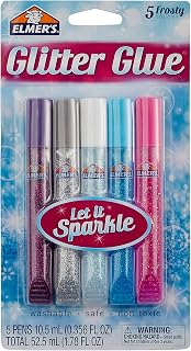 Elmer's Washable Glitter Glue, Frosty Colors, 5 Sticks, Great for Making Slime