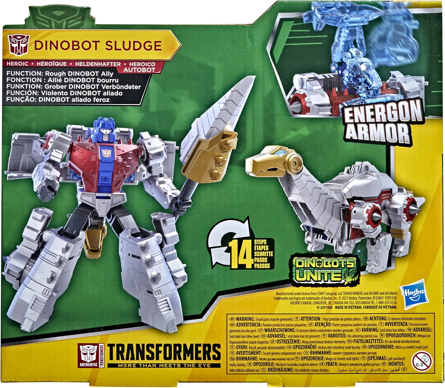 Transformers Toys Bumblebee Cyberverse Adventures Dinobots Unite Ultra Class Dinobot Sludge Figure, Energon Armor, Ages 6 and Up, 6.75-inch