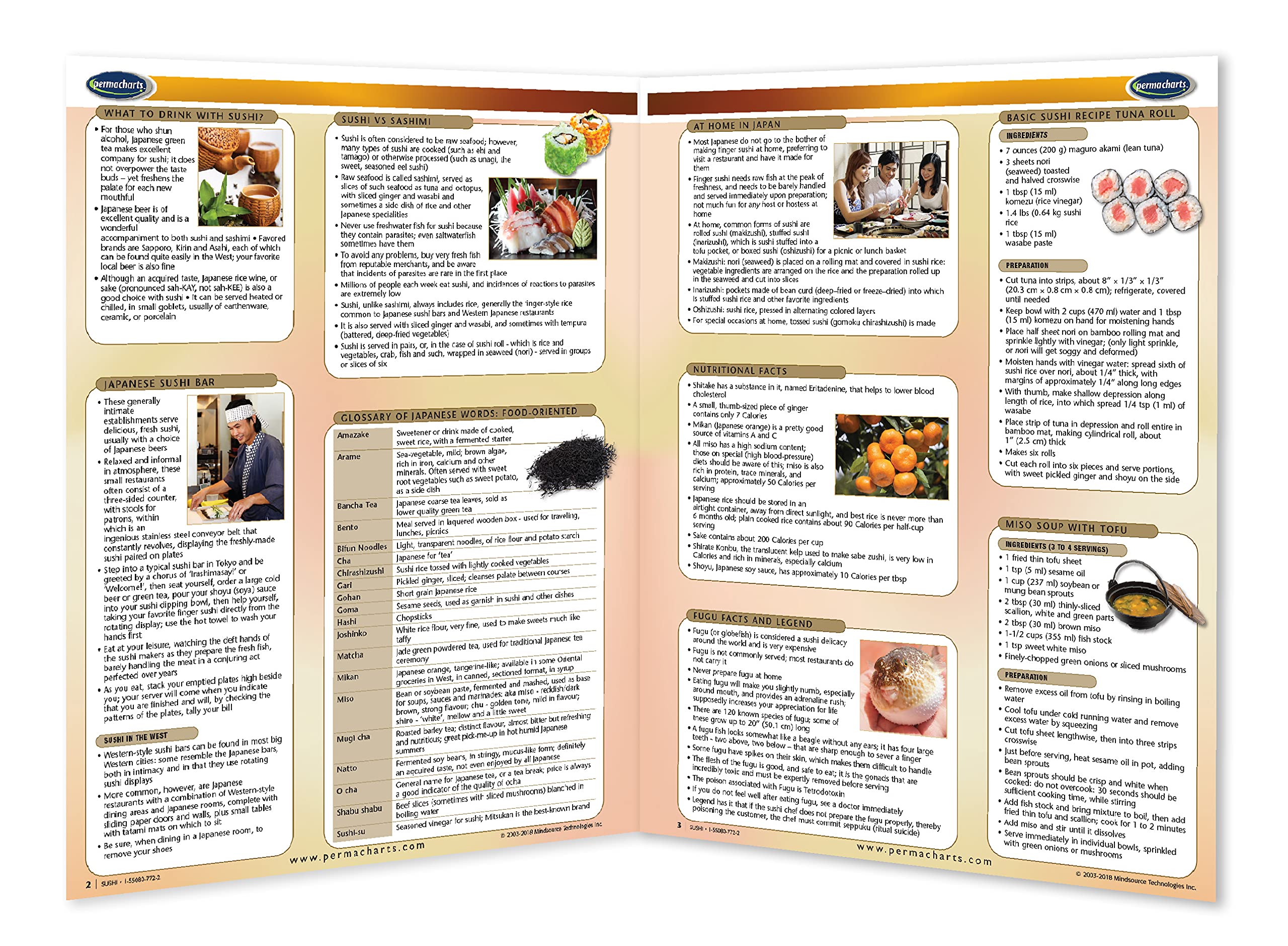 A Guide to Sushi - 4-Page Laminated Sushi Quick Reference Guide by Permacharts